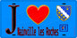 Plaque métal décorative  J' ❤️Nainville-les-Roches, Essonne (91) fond bleu