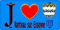 Plaque métal décorative  J' ❤️Nanteau-sur-Essonne, Seine et Marne (77) fond bleu
