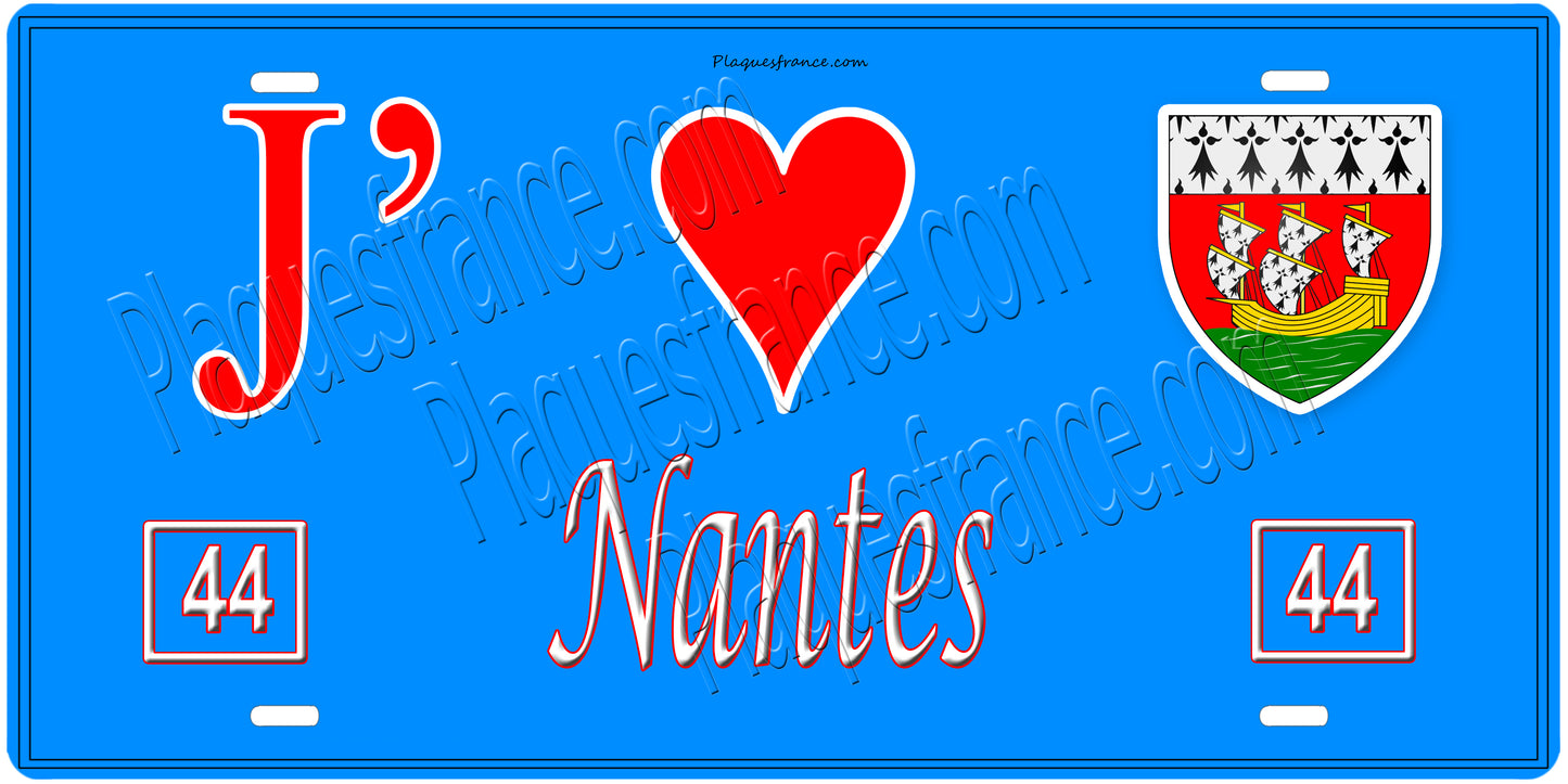 Plaque métal décorative, J' ❤️Nantes, Loire Atlantique (44)