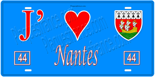 Plaque métal décorative, J' ❤️Nantes, Loire Atlantique (44)
