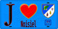 Plaque métal décorative  J' ❤️Noisiel, Seine et Marne (77) fond bleu
