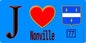 Plaque métal décorative  J' ❤️Nonville, Seine et Marne (77) fond bleu