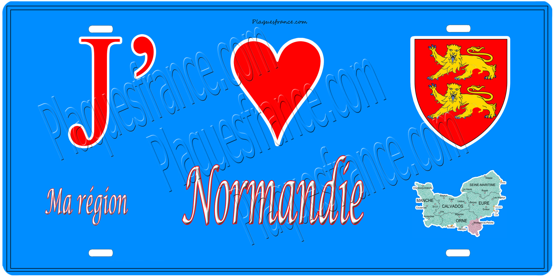 Plaque métal décorative, J' ❤️Ma région La Normandie France