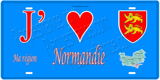 Plaque métal décorative, J' ❤️Ma région La Normandie France