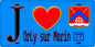 Plaque métal décorative  J' ❤️Orly-sur-Morin, Seine et Marne (77) fond bleu