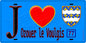Plaque métal décorative  J' ❤️Ozouer-le-Voulgis, Seine et Marne (77) fond bleu