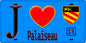 Plaque métal décorative  J' ❤️Palaiseau, Essonne (91). fond bleu