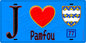 Plaque métal décorative  J' ❤️Pamfou, Seine et Marne (77) fond bleu