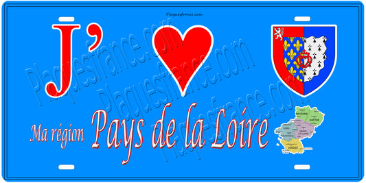 Plaque métal décorative  J' ❤️ Ma région Pays de la Loire