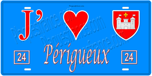 Plaque métal décorative, J' ❤️Périgueux, Dordogne 24
