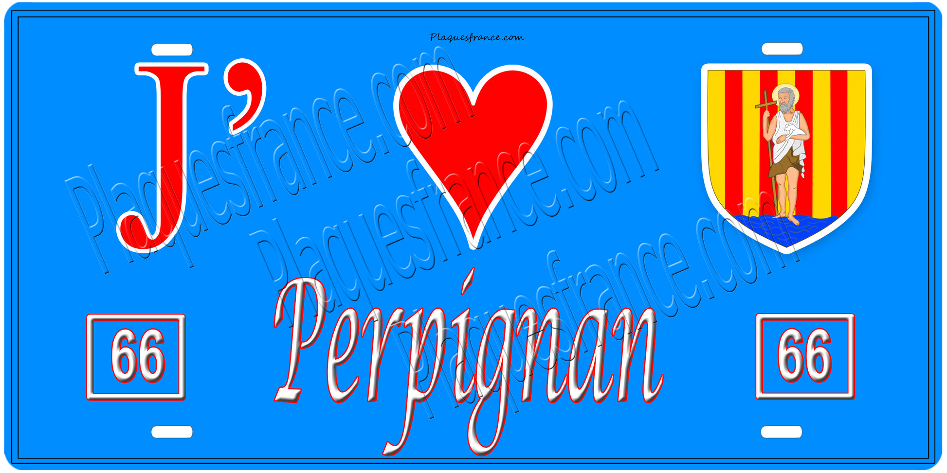 Plaque métal décorative, J' ❤️Perpignan, Pyrénées Orientales (66)
