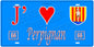 Plaque métal décorative, J' ❤️Perpignan, Pyrénées Orientales (66)