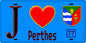 Plaque métal décorative  J' ❤️Perthes, Seine et Marne (77) fond bleu
