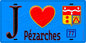 Plaque métal décorative  J' ❤️Pézarches, Seine et Marne (77) fond bleu
