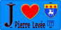 Plaque métal décorative  J' ❤️Pierre-Levée, Seine et Marne (77) fond bleu