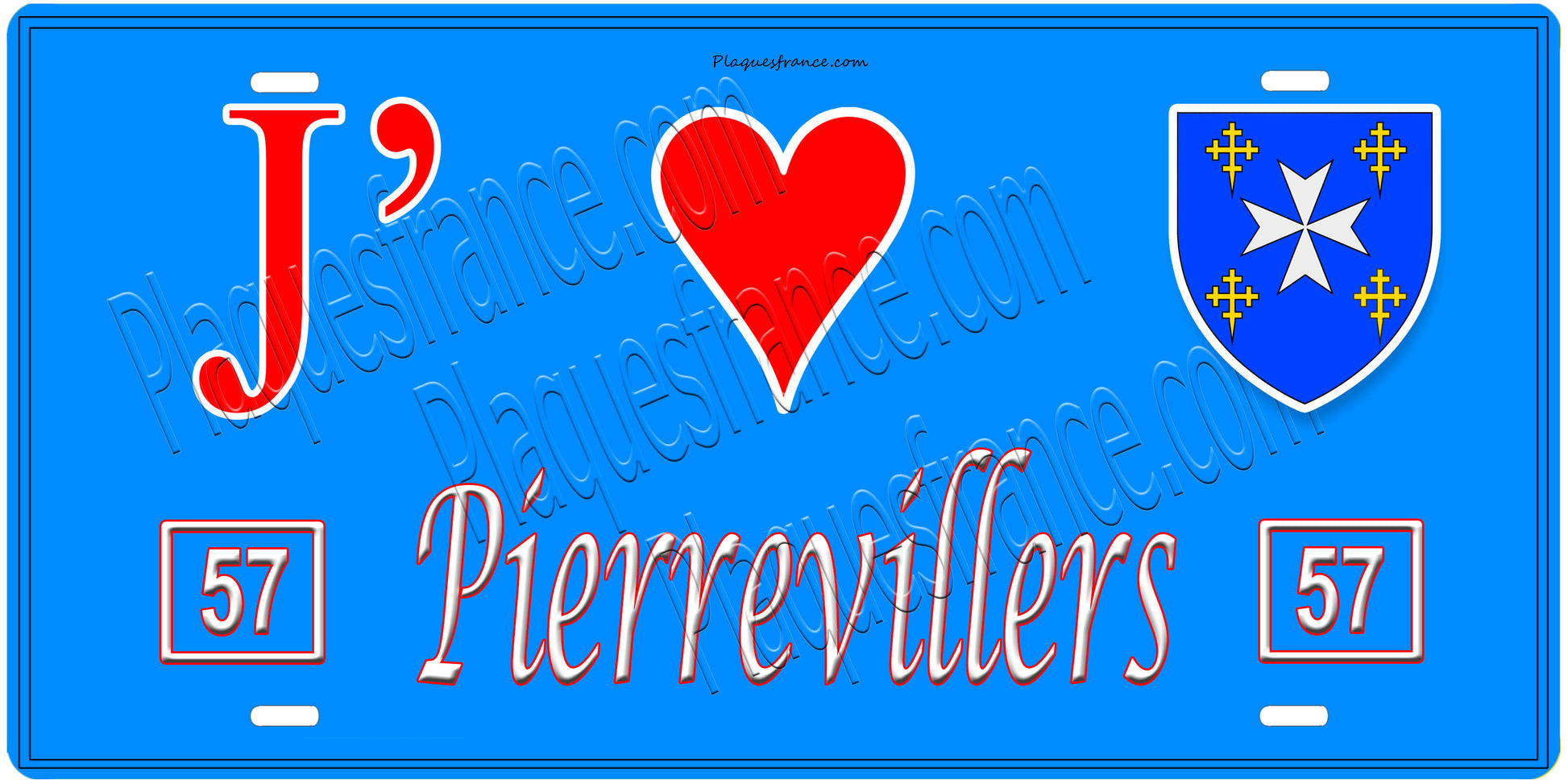 Plaque métal décorative J' ❤️Pierrevillers , Moselle (57)