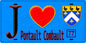 Plaque métal décorative  J' ❤️Pontault-Combault, Seine et Marne (77) fond bleu