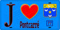 Plaque métal décorative  J' ❤️Pontcarré, Seine et Marne (77) fond bleu