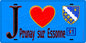 Plaque métal décorative  J' ❤️Prunay-sur-Essonne, Essonne (91) fond bleu