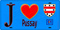Plaque métal décorative  J' ❤️Pussay, Essonne (91) fond bleu