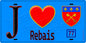 Plaque métal décorative  J' ❤️Rebais, Seine et Marne (77) fond bleu