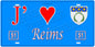 Plaque métal décorative, J' ❤️Reims, Marne, fond  mur bleu 51