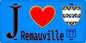 Plaque métal décorative  J' ❤️Remauville, Seine et Marne (77) fond bleu
