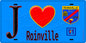 Plaque métal décorative  J' ❤️Roinville, Essonne (91) fond bleu