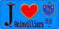 Plaque métal décorative  J' ❤️Roinvilliers, Essonne (91) fond bleu