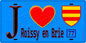 Plaque métal décorative  J' ❤️Roissy-en-Brie, Seine et Marne (77) fond bleu