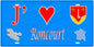 Plaque métal décorative 15 x 30 cm fond  mur bleu carte J' ❤️Roncourt, canton Rombas 57