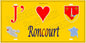 Plaque métal décorative 15 x 30 cm fond  mur jaune carte J' ❤️Roncourt, canton Rombas 57