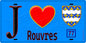 Plaque métal décorative  J' ❤️Rouvres, Seine et Marne (77) fond bleu