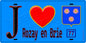 Plaque métal décorative  J' ❤️Rozay-en-Brie, Seine et Marne (77) fond bleu