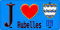 Plaque métal décorative  J' ❤️Rubelles, Seine et Marne (77) fond bleu