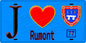 Plaque métal décorative  J' ❤️Rumont, Seine et Marne (77) fond bleu