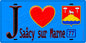 Plaque métal décorative  J' ❤️Saâcy-sur-Marne, Seine et Marne (77) fond bleu
