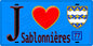 Plaque métal décorative  J' ❤️Sablonnières, Seine et Marne (77) fond bleu