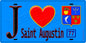 Plaque métal décorative  J' ❤️Saint-Augustin, Seine et Marne (77) fond bleu