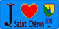 Plaque métal décorative  J' ❤️Saint-Chéron, Essonne (91) fond bleu