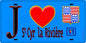 Plaque métal décorative  J' ❤️Saint-Cyr-la-Rivière, Essonne (91) fond bleu