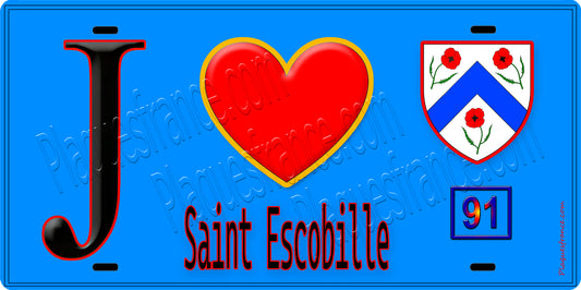 Plaque métal décorative  J' ❤️Saint-Escobille, Essonne (91)