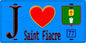 Plaque métal décorative  J' ❤️Saint-Fiacre, Seine et Marne (77) fond bleu