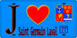 Plaque métal décorative  J' ❤️Saint-Germain-Laval, Seine et Marne (77) fond bleu