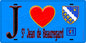 Plaque métal décorative  J' ❤️Saint-Jean-de-Beauregard, Essonne (91) fond bleu