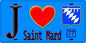 Plaque métal décorative  J' ❤️Saint-Mard, Seine et Marne (77) fond bleu