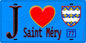Plaque métal décorative  J' ❤️Saint-Méry, Seine et Marne (77) fond bleu