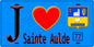 Plaque métal décorative  J' ❤️Sainte-Aulde, Seine et Marne (77) fond bleu