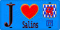 Plaque métal décorative  J' ❤️Salins, Seine et Marne (77) fond bleu