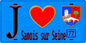 Plaque métal décorative  J' ❤️Samois-sur-Seine, Seine et Marne (77) fond bleu